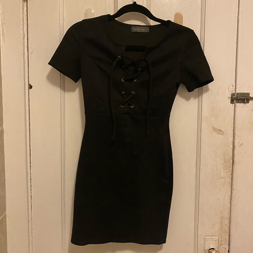 Tight Black Criss-Cross Dress